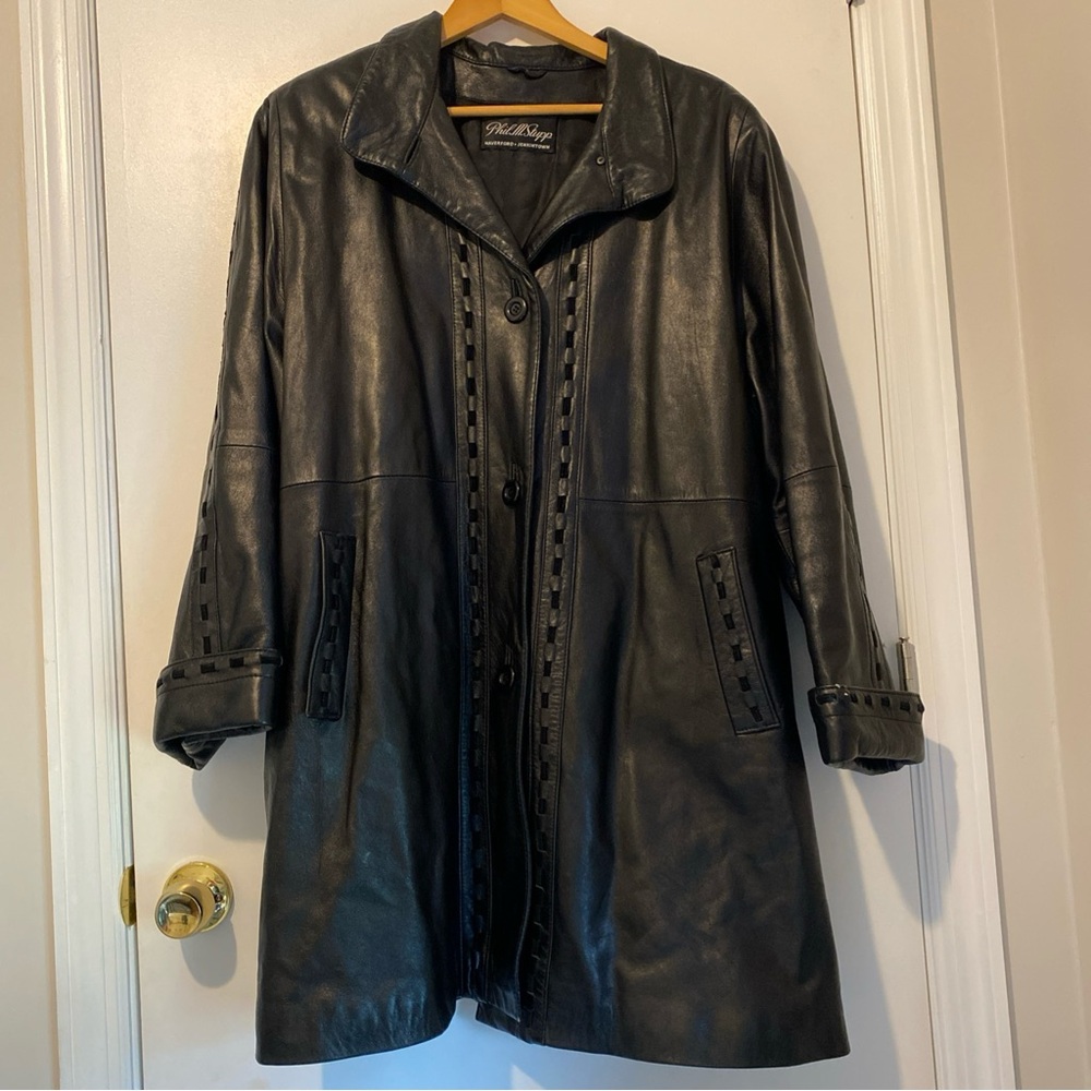Vintage 1980’s Whipstitch Phil M Stupp Black Leather Jacket for Women size L